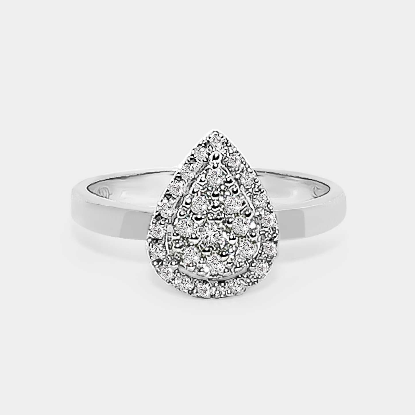 Felmeny Water Drop Ring in White Gold with Diamonds