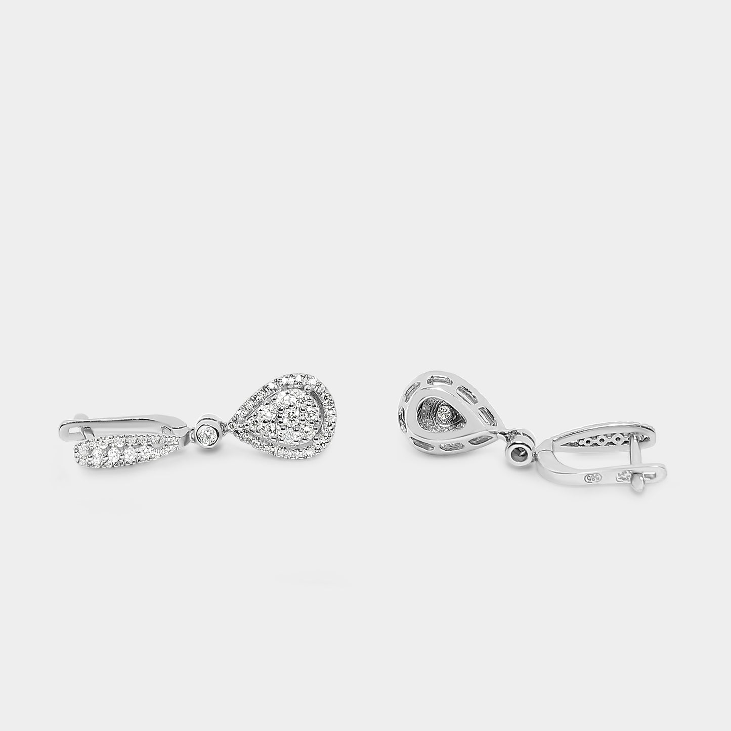 Felmeny Water Drop Earrings in White Gold with Diamonds