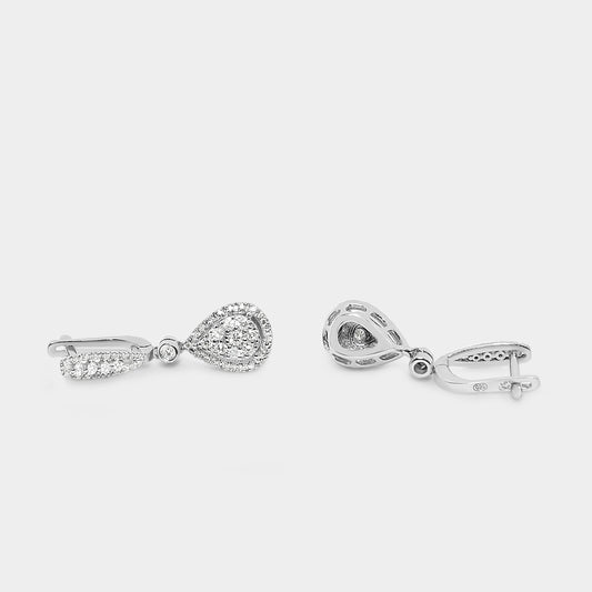 Felmeny Water Drop Earrings in White Gold with Diamonds