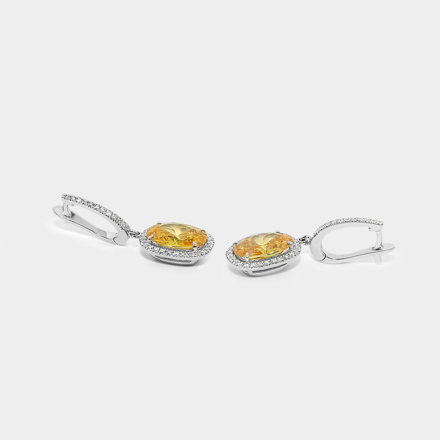 Felmeny Yellow Comet Earrings in white Gold with Diamonds