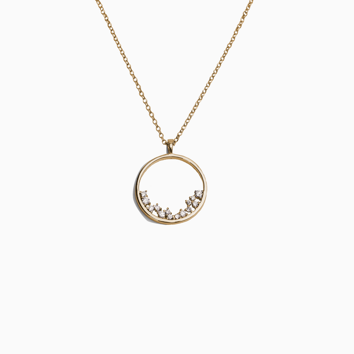 Felmeny Crescent Necklace in Gold with Diamonds