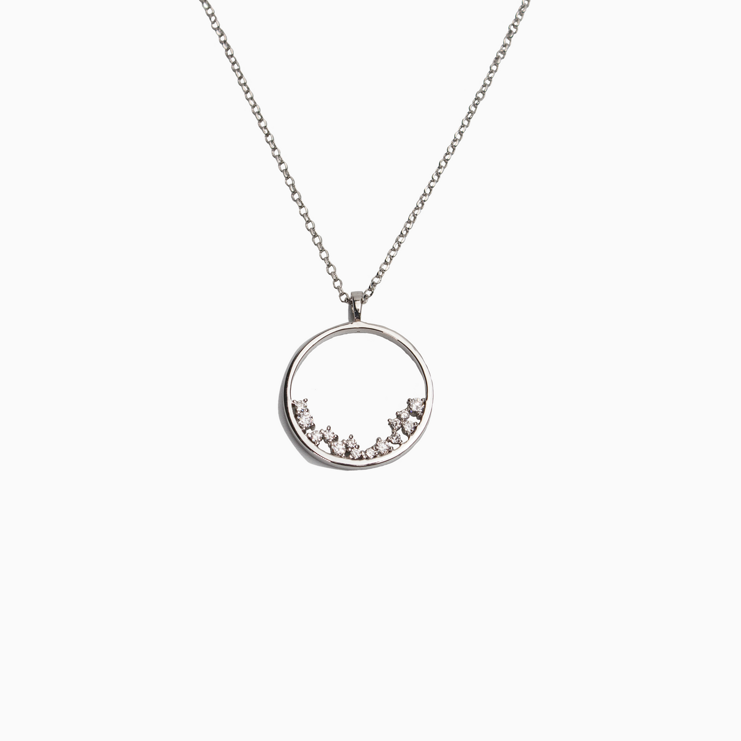 Felmeny Crescent Necklace in White Gold with Diamonds