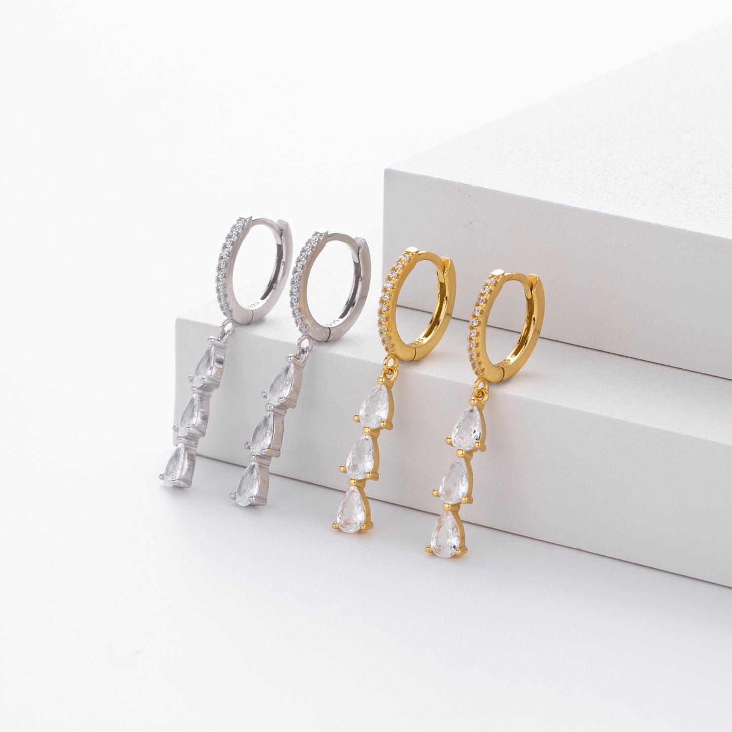 Felmeny Water Drop Earrings in Silver with Zircon