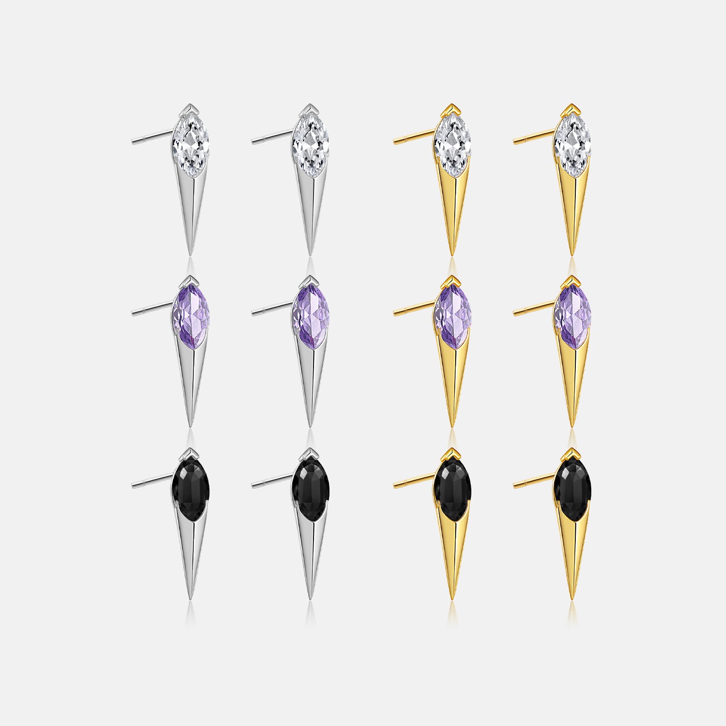 Felmeny Blade Earrings in Silver with Zircon