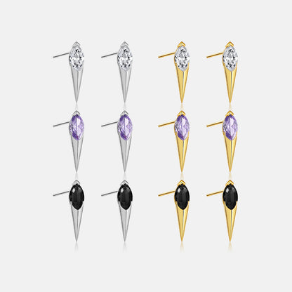 Felmeny Blade Earrings in Silver with Zircon