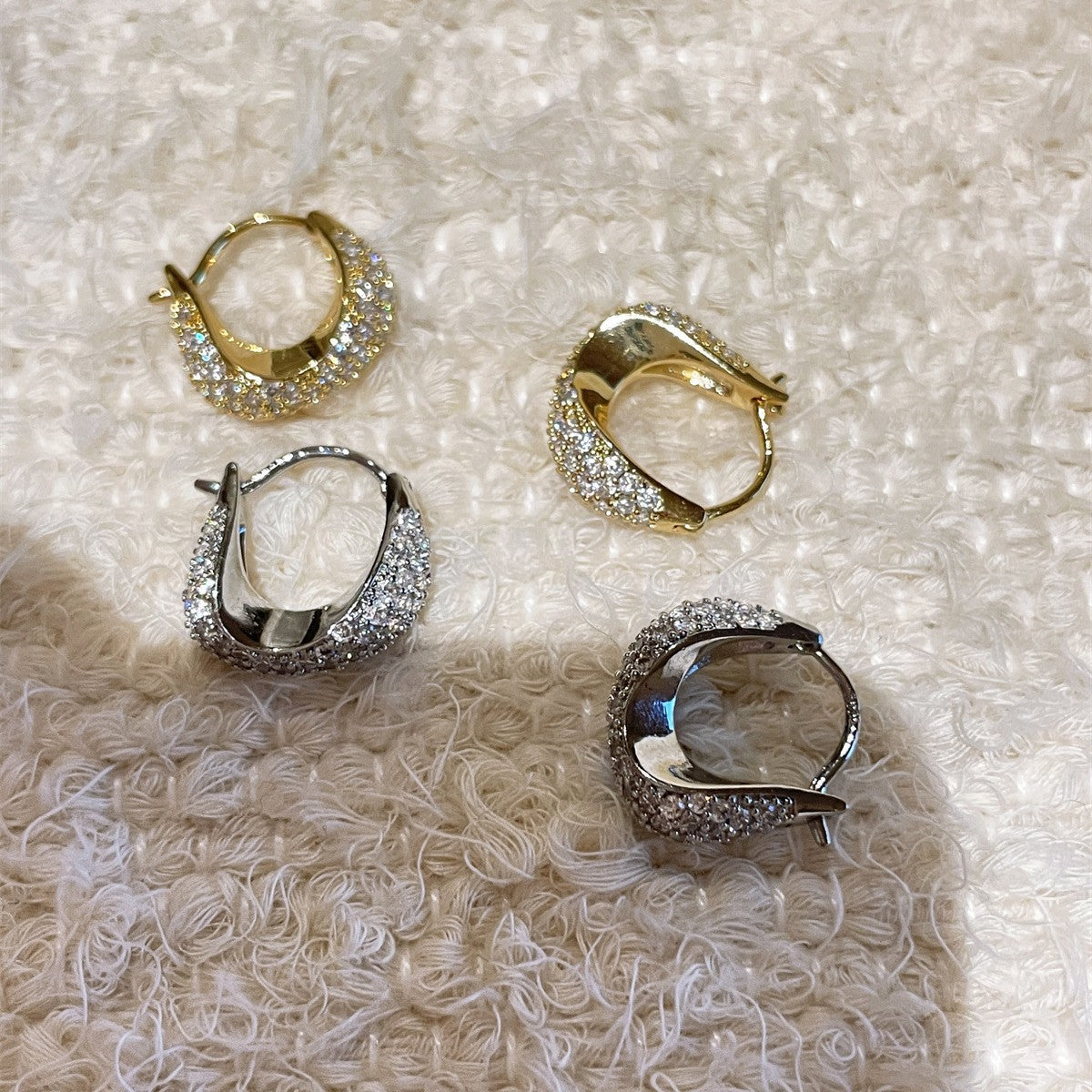 Felmeny Needle Earrings in Silver with Zircon