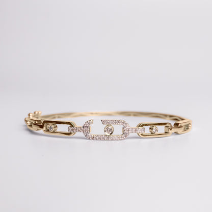 Felmeny Chain-Like Move Bangle in Gold with Diamonds