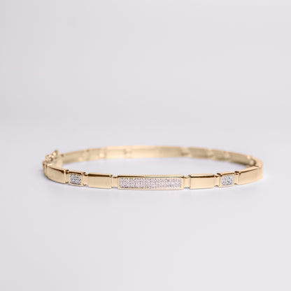 Felmeny Channel Bangle in Gold with Diamonds