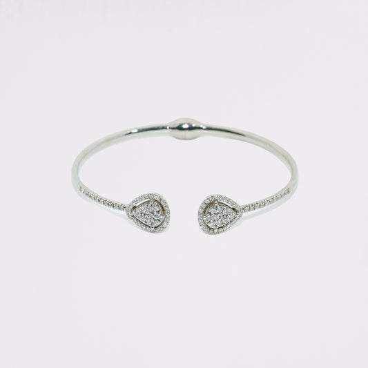 Felmeny Water Drop Bangle in White Gold with Diamonds