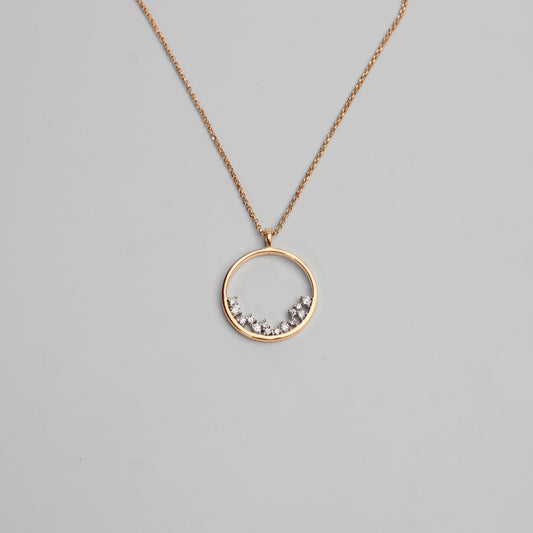 Felmeny Crescent Necklace in Gold with Diamonds