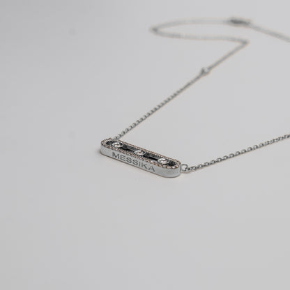 Felmeny V Move Necklace in White Gold with Diamonds