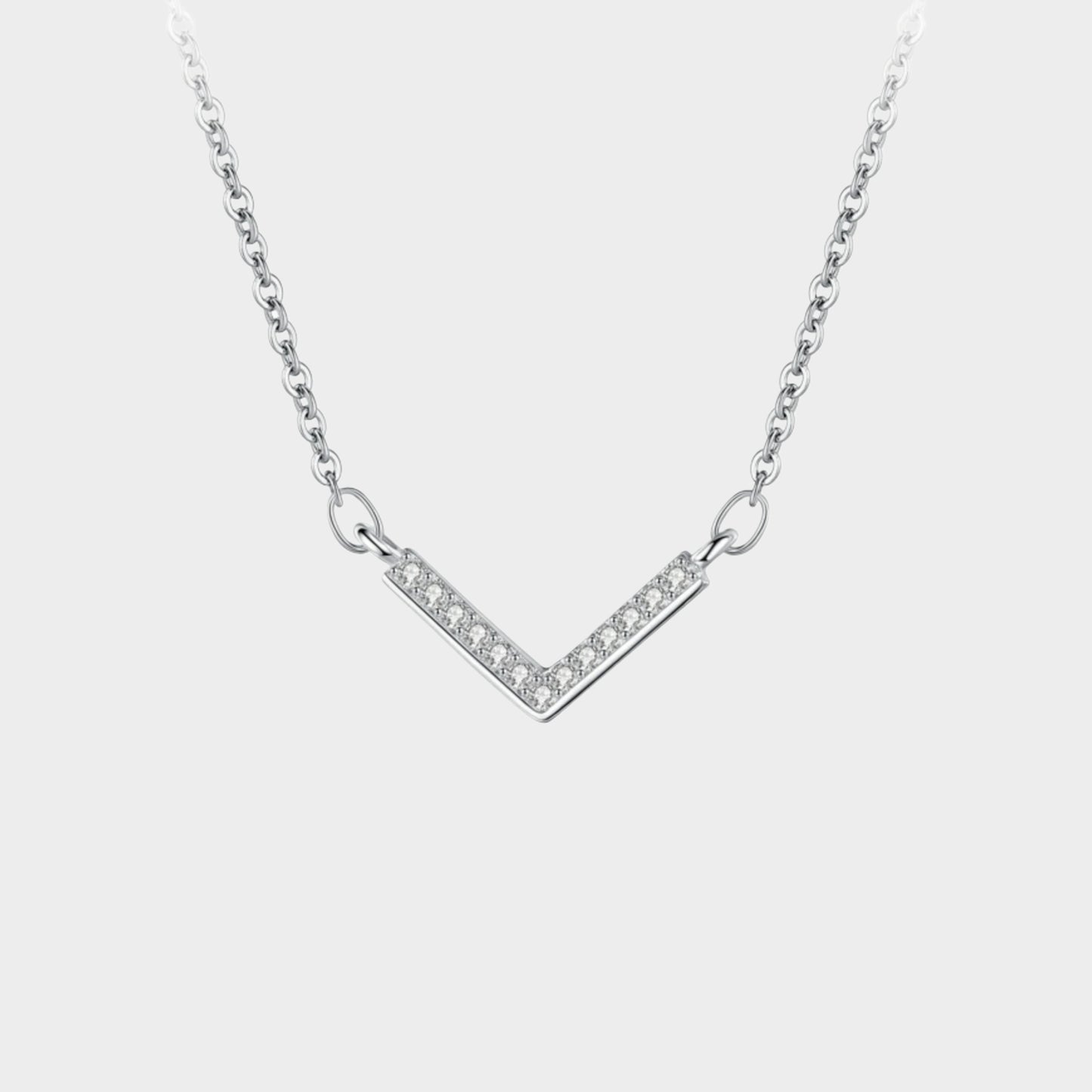 Felmeny V-Shaped Necklace in SIlver with Zircon