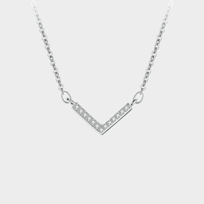 Felmeny V-Shaped Necklace in SIlver with Zircon