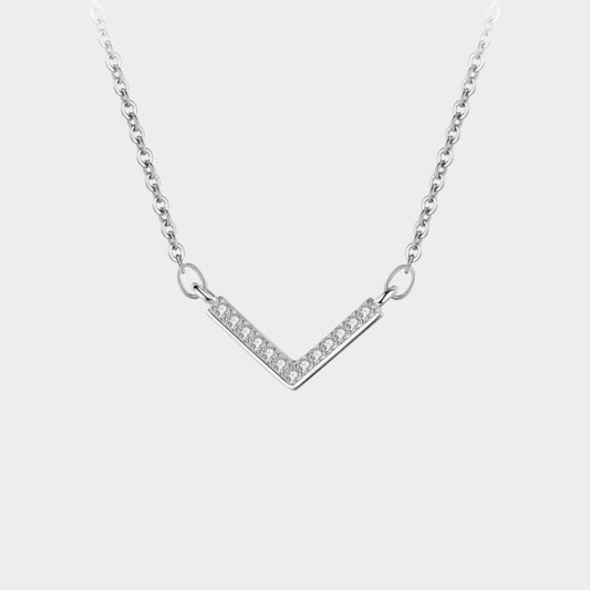 Felmeny V-Shaped Necklace in SIlver with Zircon