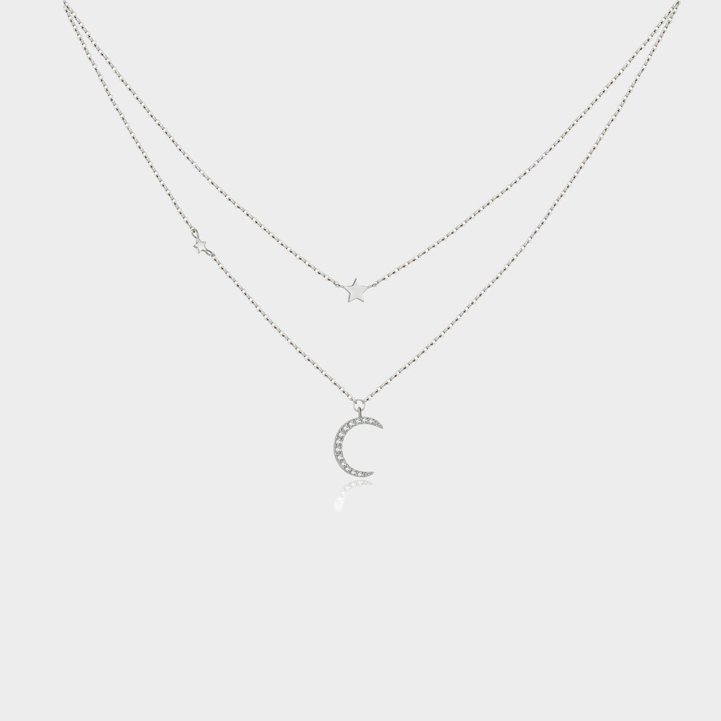 Felmeny Moony-Star Necklace in Silver with Zircon