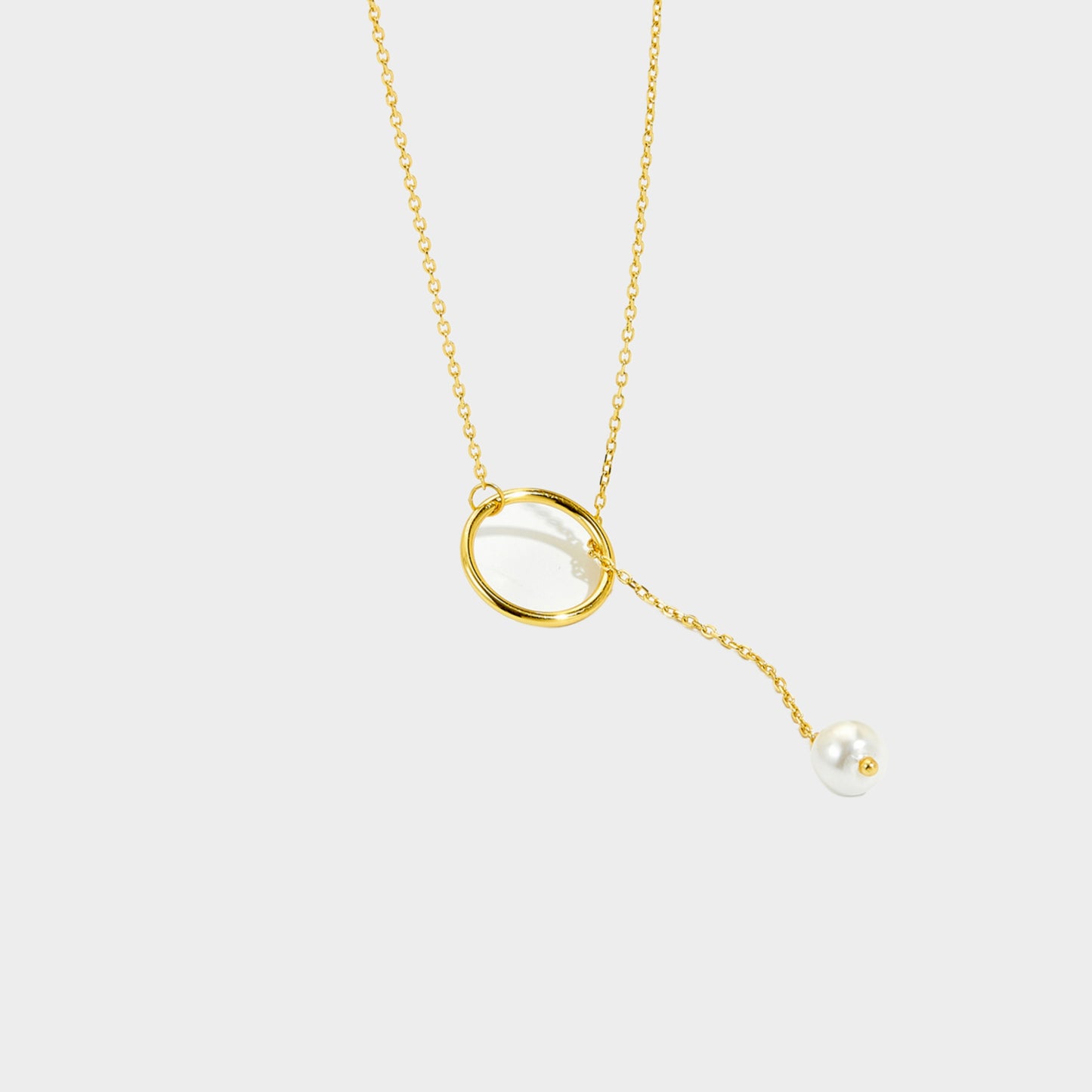 Felmeny Brushed Ball Necklace in Silver with Pearl