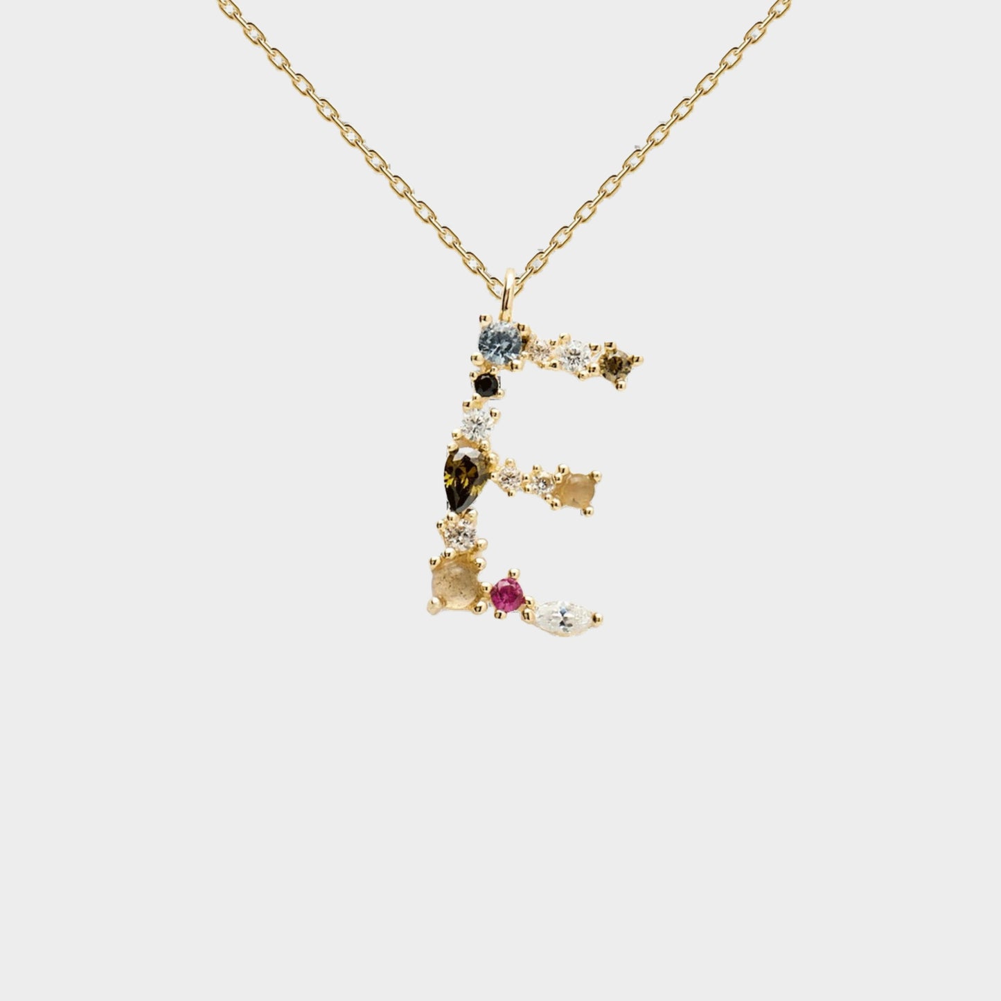 Felmeny Letter Necklace in Silver with Crystal