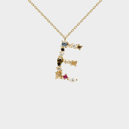 Felmeny Letter Necklace in Silver with Crystal