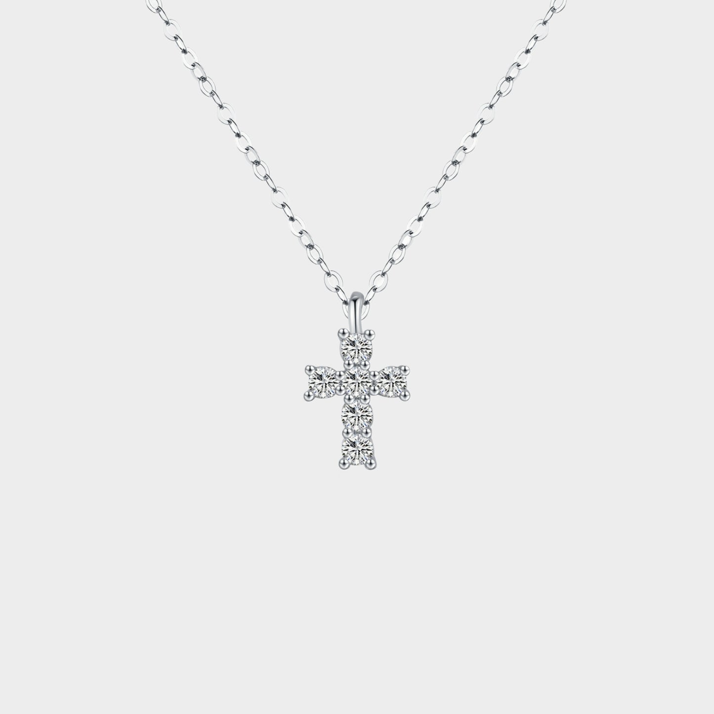 Felmeny Cross V2 Necklace in Silver with Moissanite