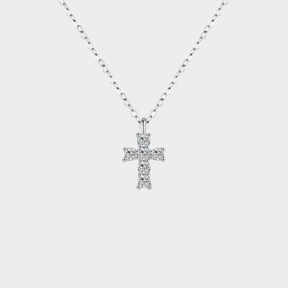 Felmeny Cross V2 Necklace in Silver with Moissanite