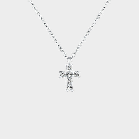 Felmeny Cross V2 Necklace in Silver with Moissanite