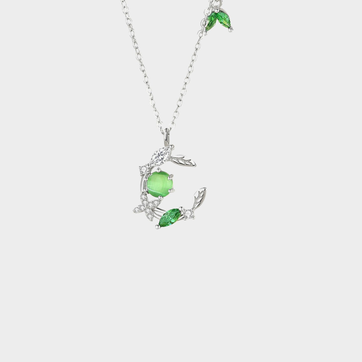 Felmeny leaf Necklace in Silver with Zircon