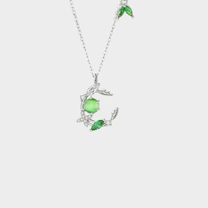 Felmeny leaf Necklace in Silver with Zircon