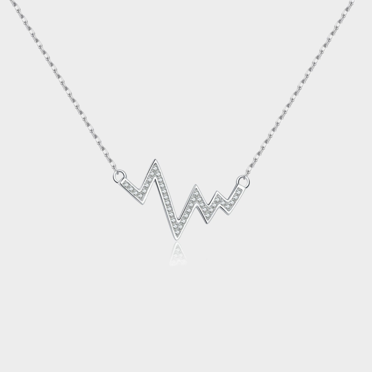 Felmeny Wave Necklace in Silver with Zircon