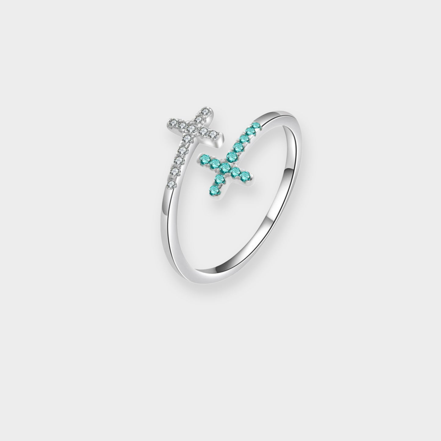 Felmeny Cross Ring in Silver with Moissanite