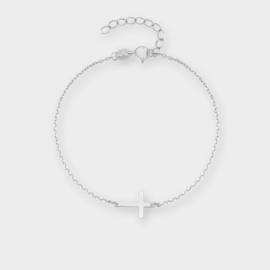 Felmeny Tiny Cross Bracelet in Silver