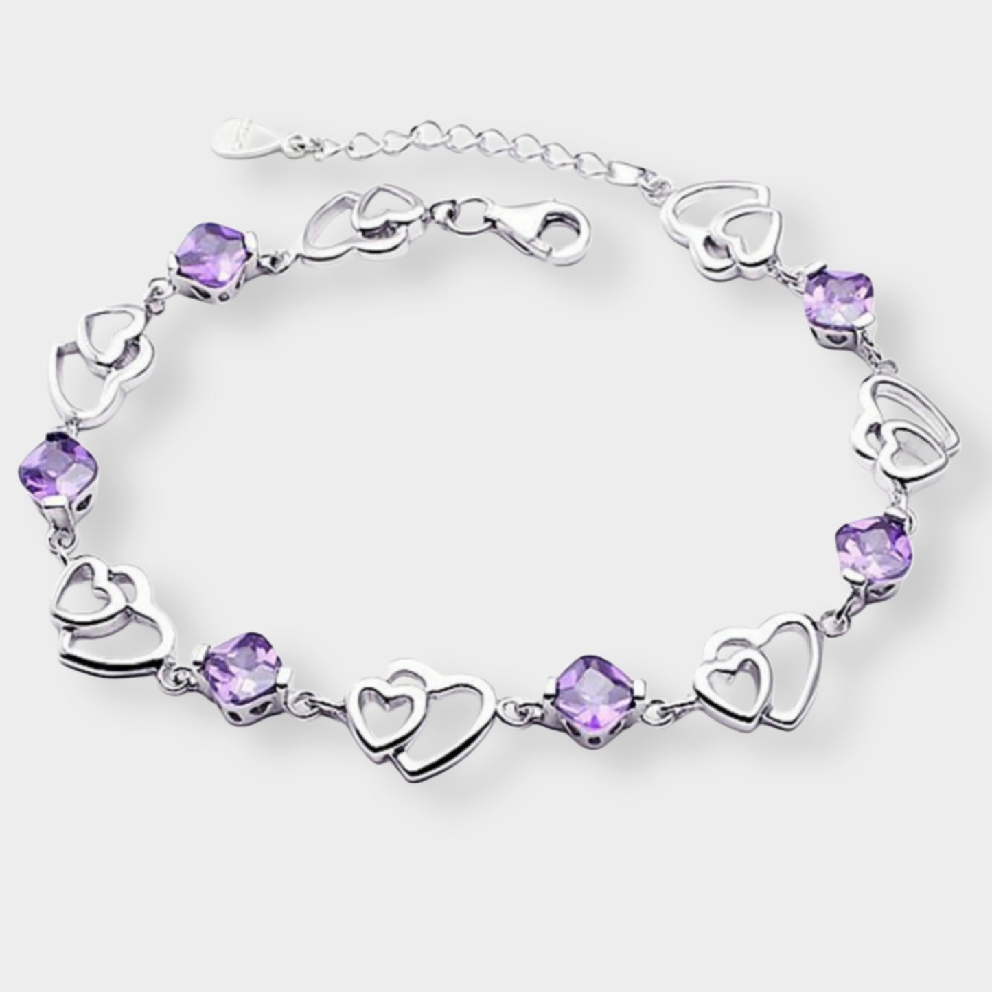 Felmeny Double Hearts Bracelet in Silver with Zircon