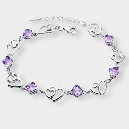 Felmeny Double Hearts Bracelet in Silver with Zircon