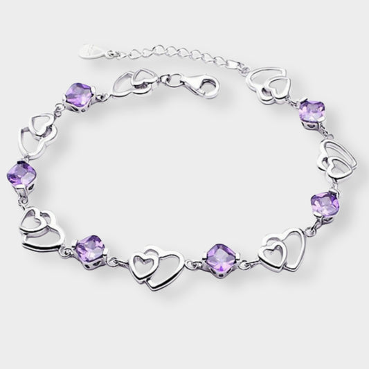 Felmeny Double Hearts Bracelet in Silver with Zircon
