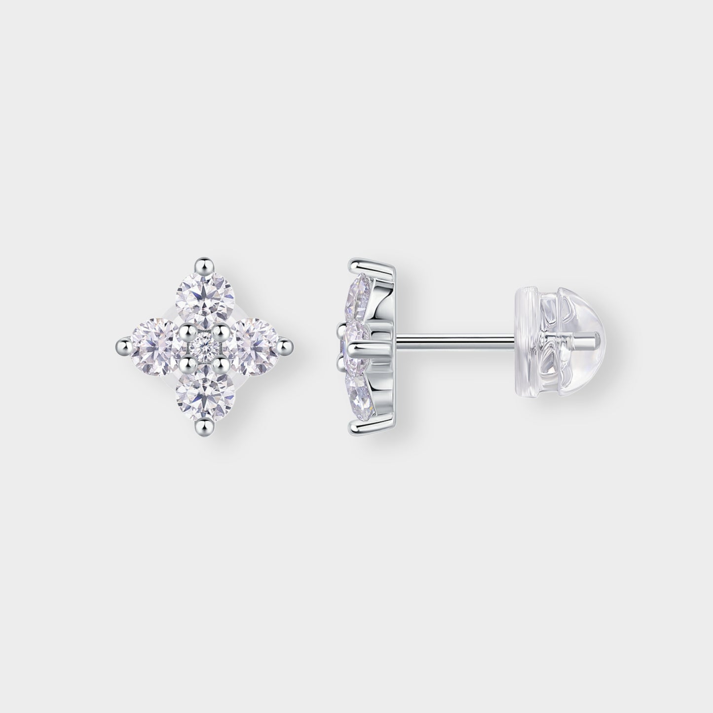 Felmeny Gardenia Earrings in Silver with Moissanite