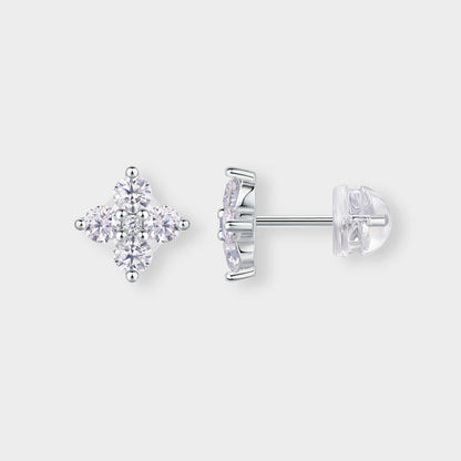 Felmeny Gardenia Earrings in Silver with Moissanite