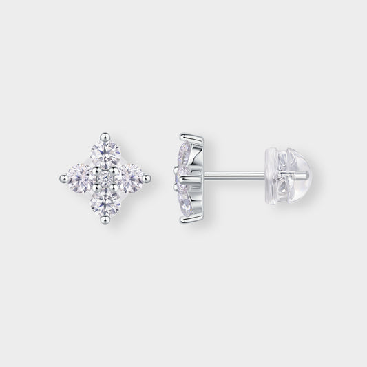 Felmeny Gardenia Earrings in Silver with Moissanite