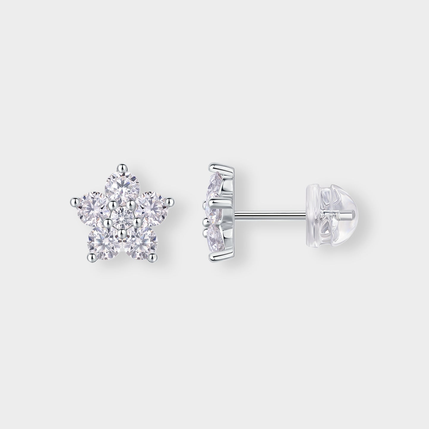 Felmeny Jasmine Earrings in Silver with Moissanite