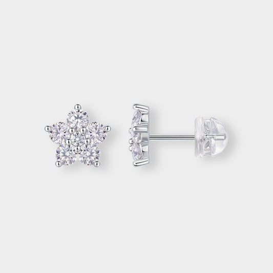 Felmeny Jasmine Earrings in Silver with Moissanite