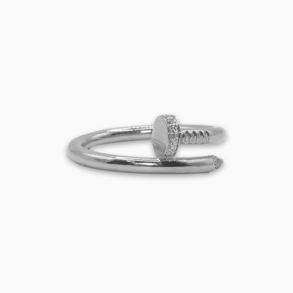 Felmeny Nail-Shaped Ring in White Gold with Diamonds