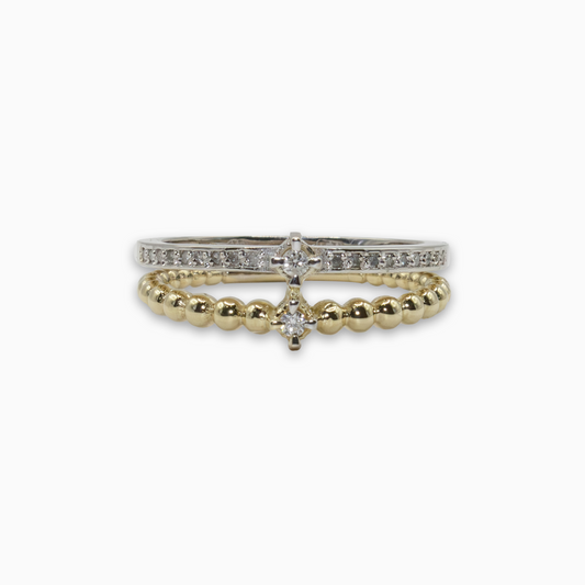 Felmeny Dual Harmony Ring in White & Gold with Diamonds