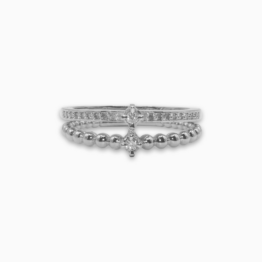 Felmeny Dual Harmony Ring in White Gold with Diamonds