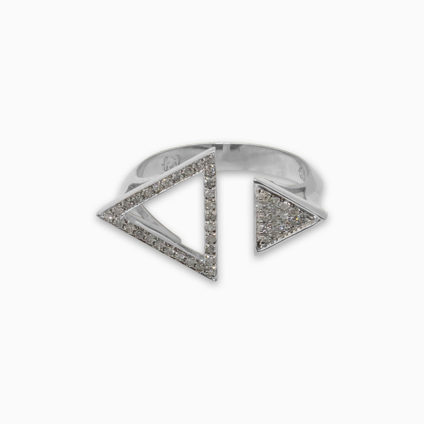 Felmeny Dual Pyramid Ring in White Gold with Diamonds