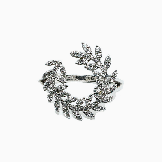 Felmeny Leaf Ring in White Gold with Diamonds