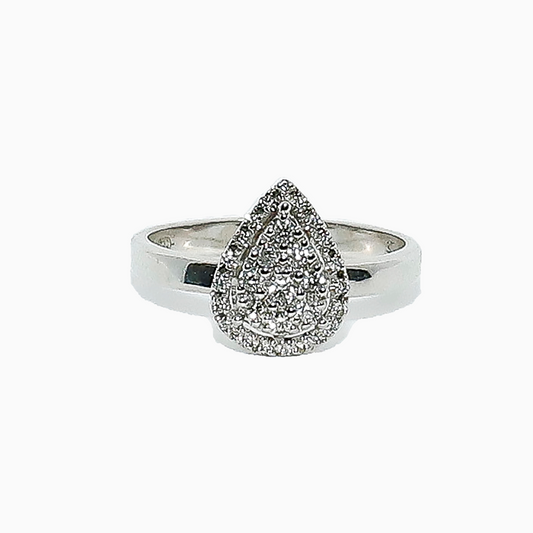 Felmeny Water Drop Ring in White Gold with Diamonds