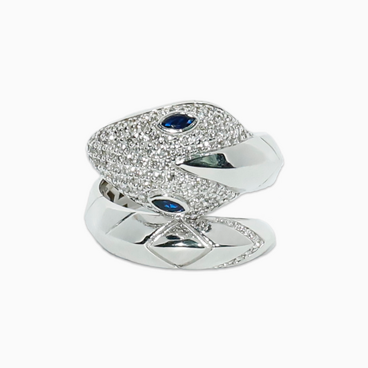 Felmeny Viper Ring in White Gold with Diamonds