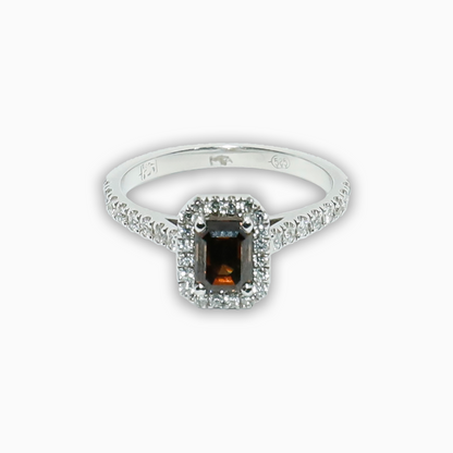 Felmeny Orange Fancy Ring in White Gold with Diamonds