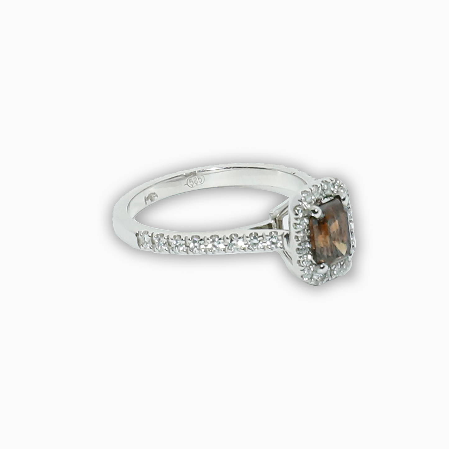 Felmeny Orange Fancy Ring in White Gold with Diamonds