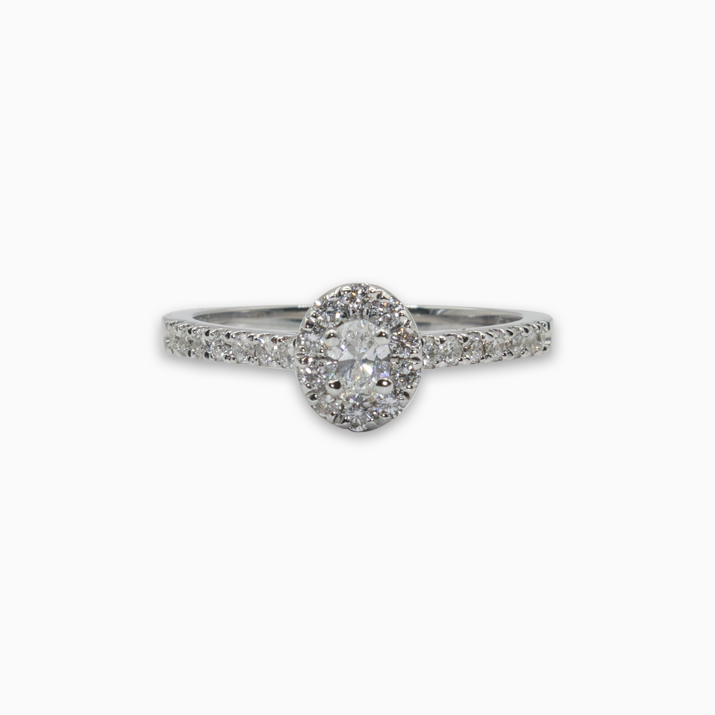 Felmeny Twinkle Oval Ring in White Gold with Diamonds