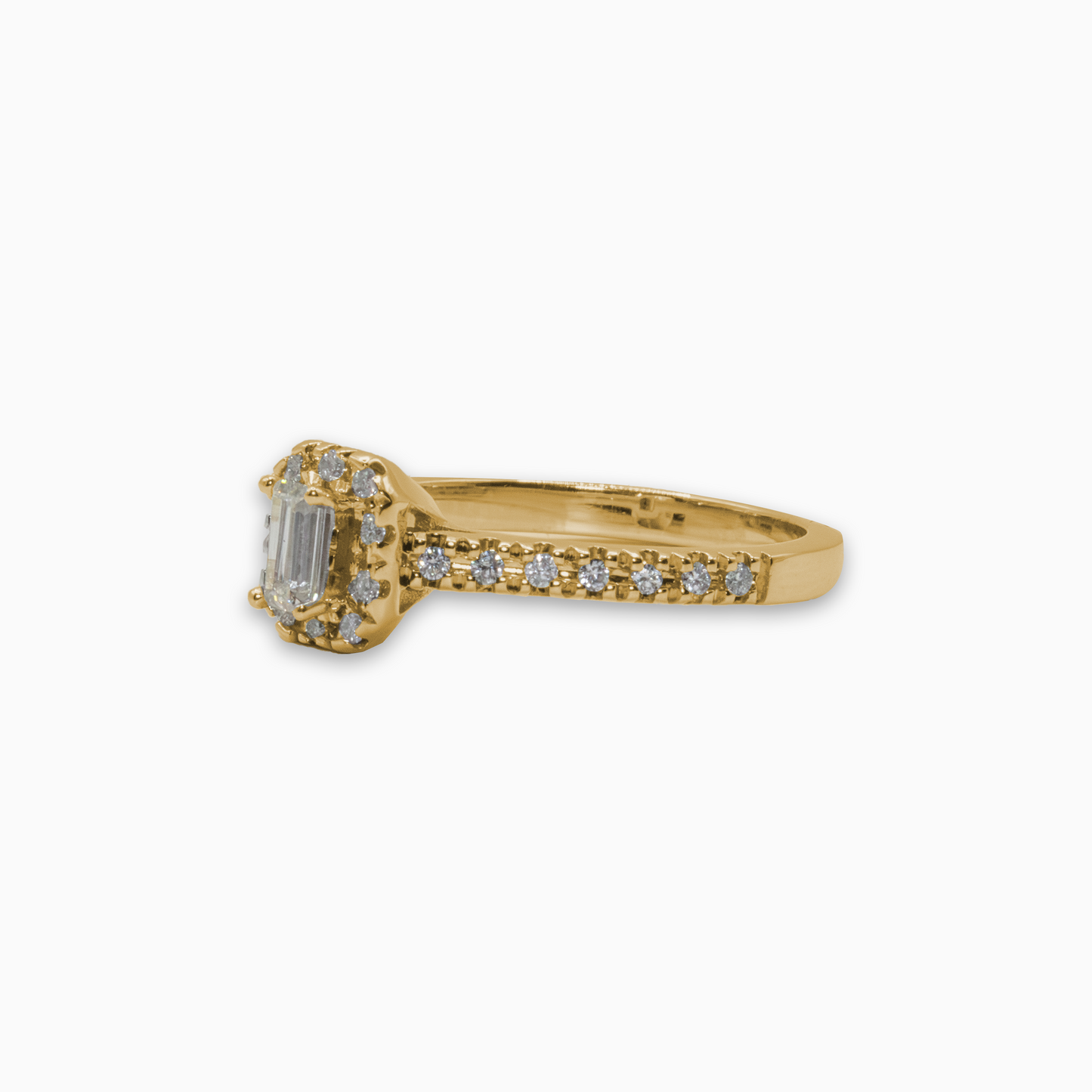 Felmeny Emerald-Cut Ring in Gold with Diamonds