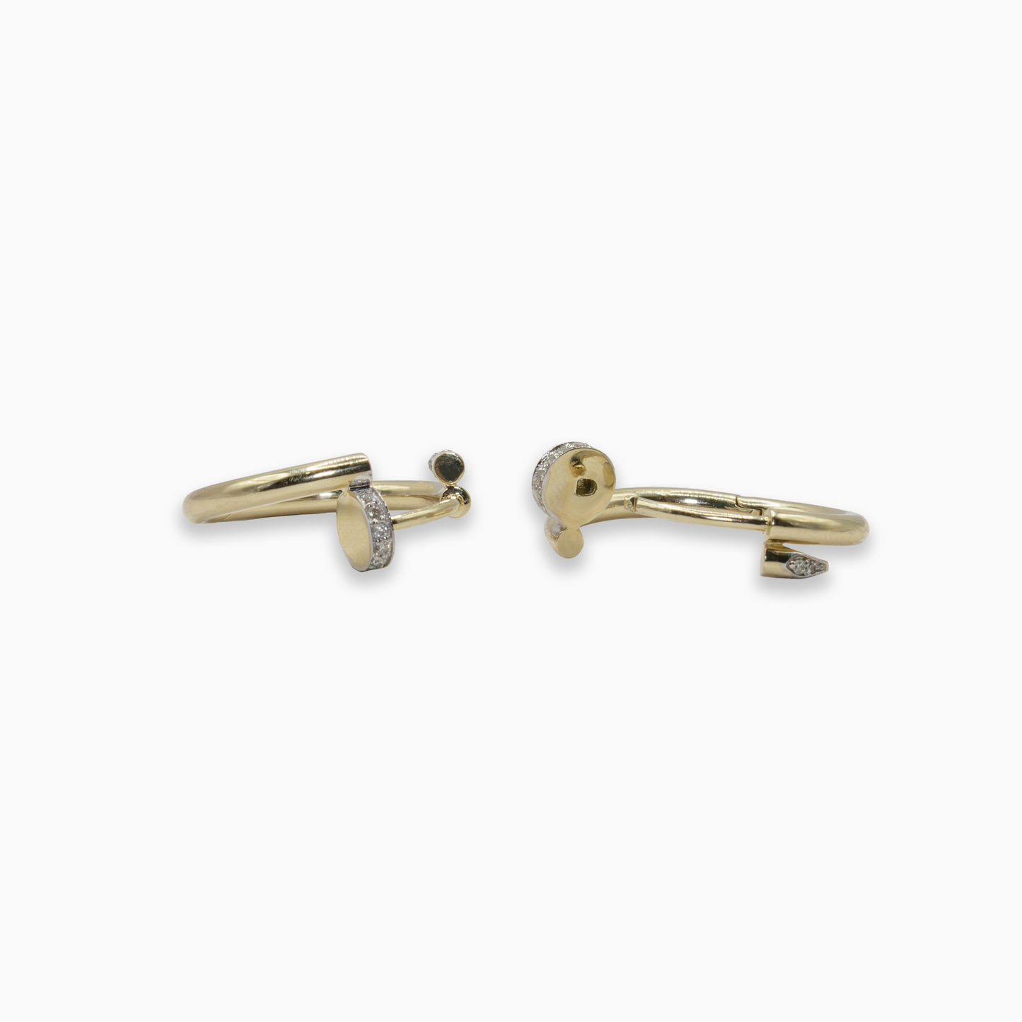 Felmeny Nail-Shaped Earrings in Gold with Diamonds